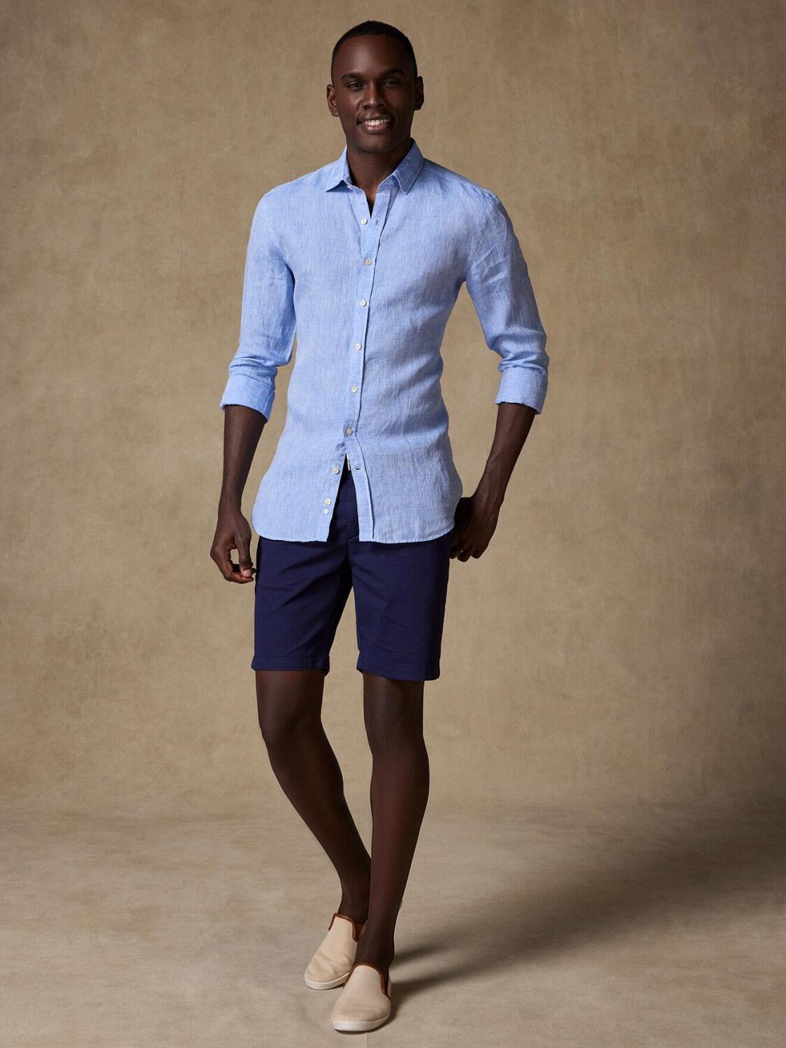 Camisa Cody de lino celeste