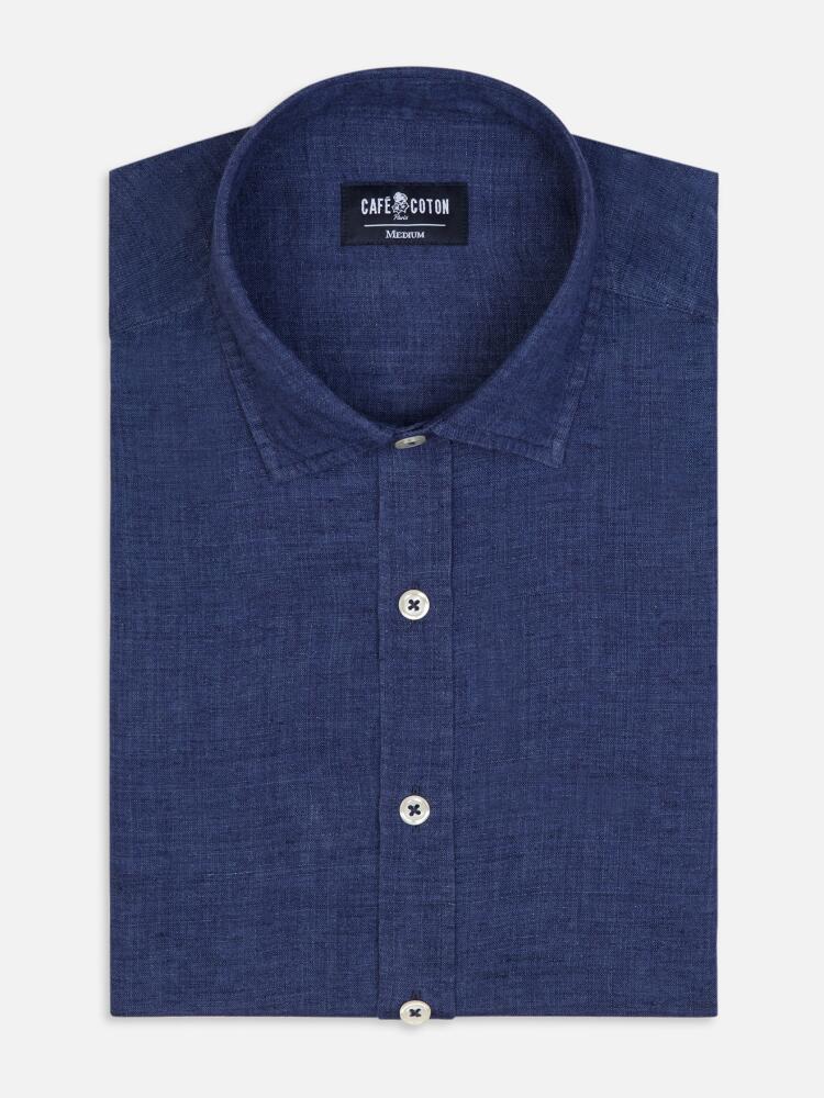 Camisa Cody de lino azul marino