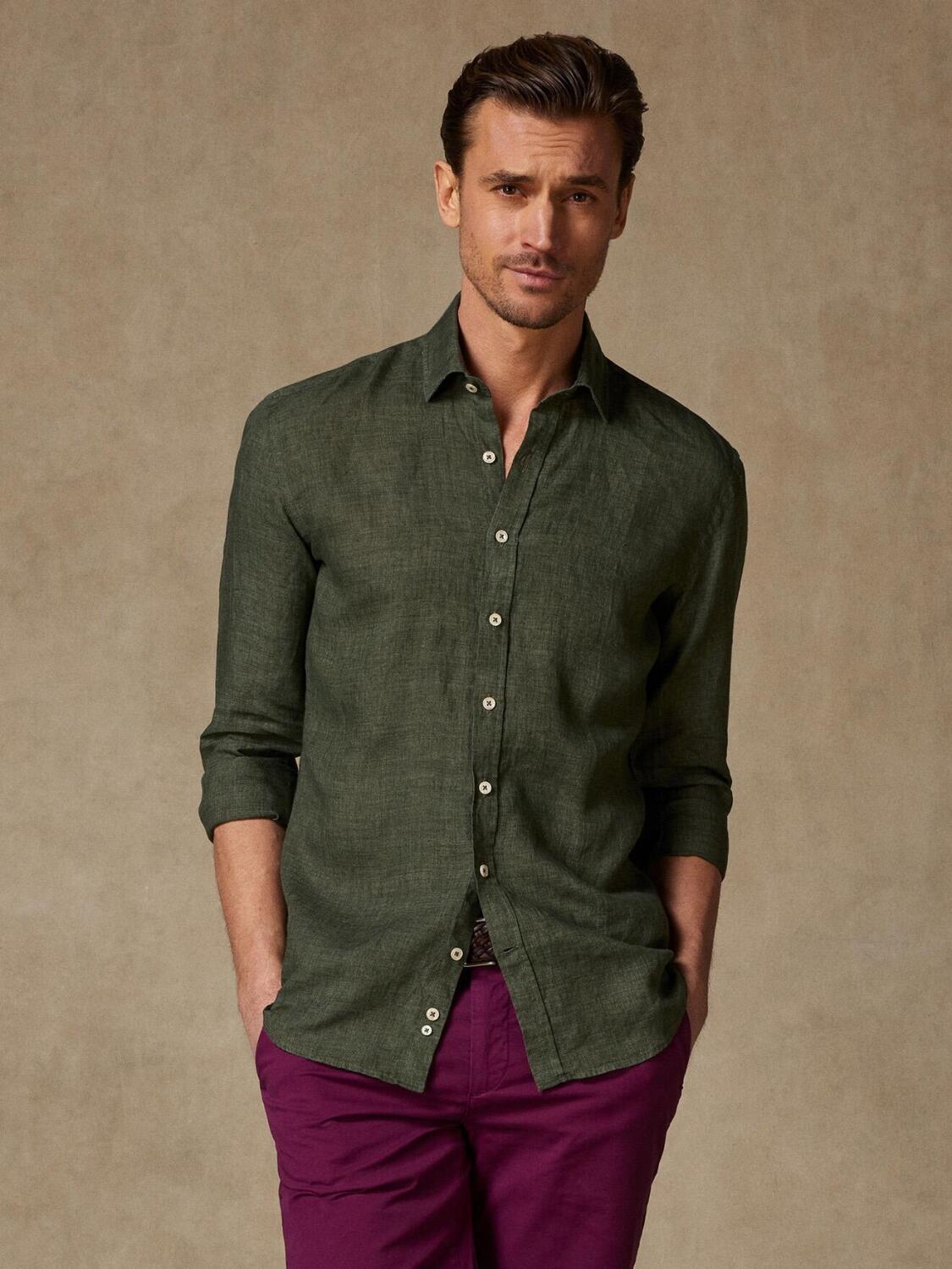 Camicia Cody in lino color kaki