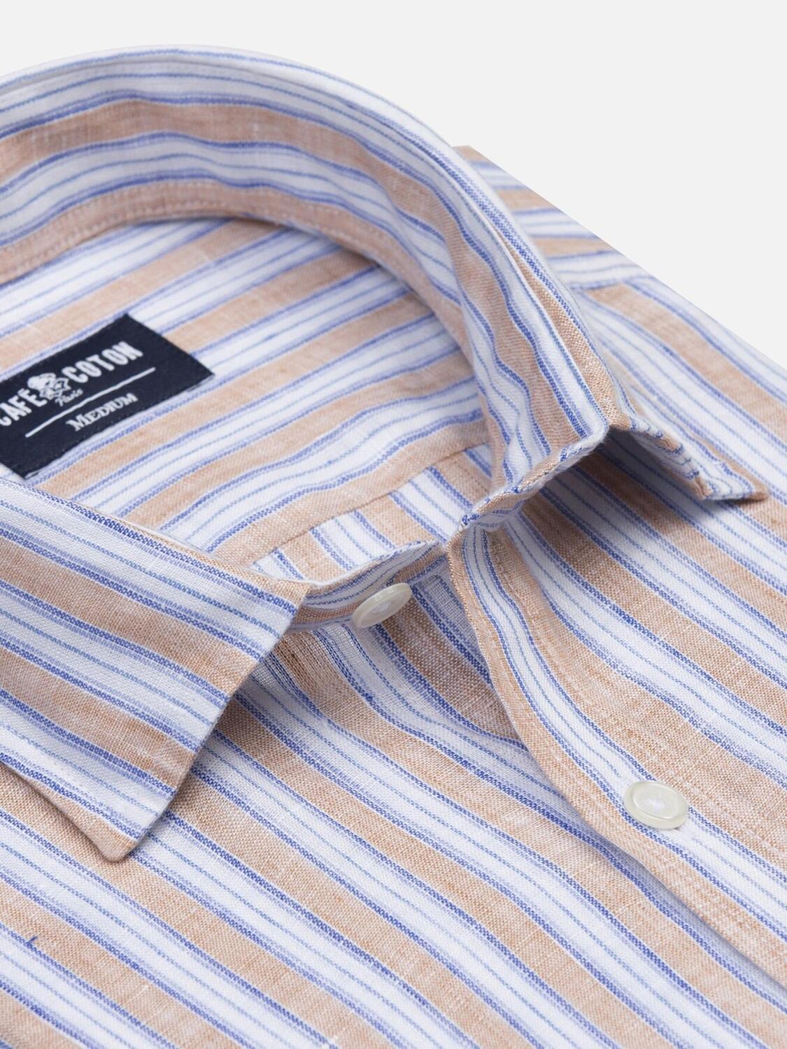 Chemise Colin en lin à rayures sable