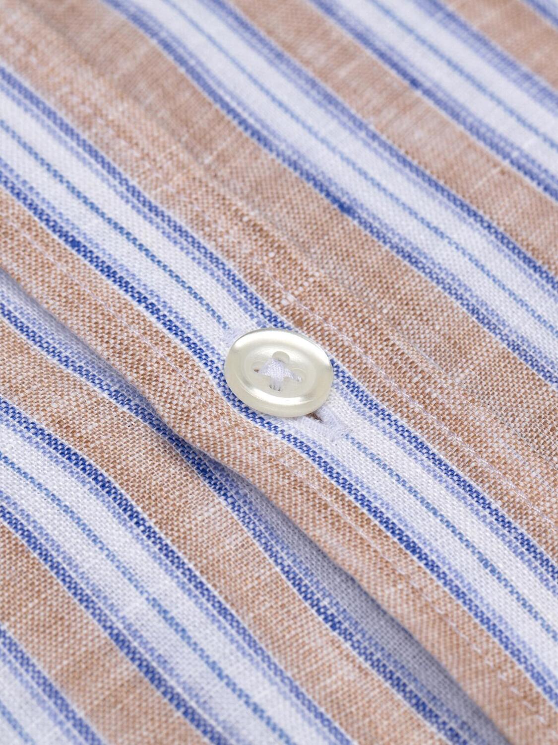 Chemise Colin en lin à rayures sable