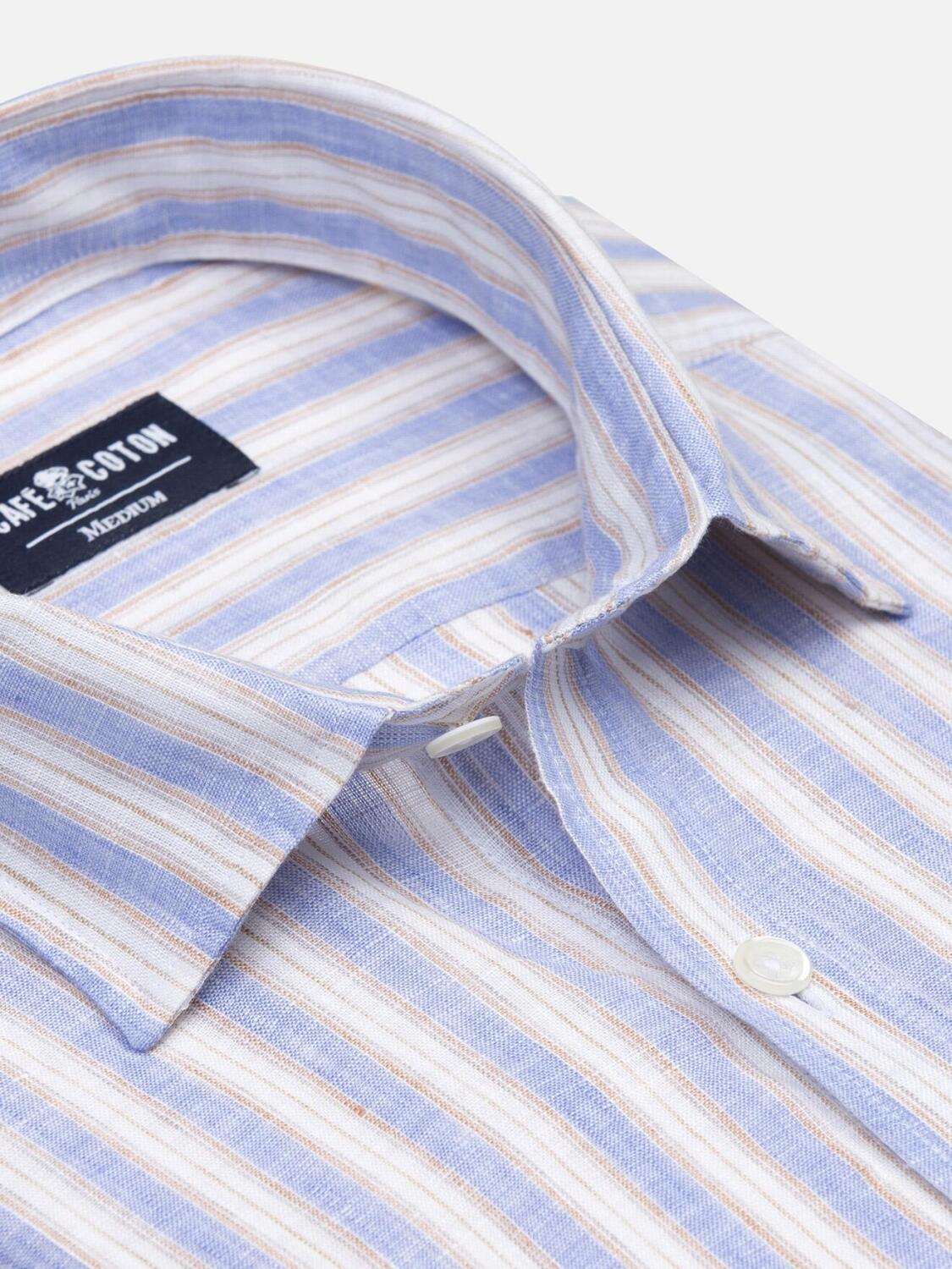 Camicia Colin a righe di lino blu
