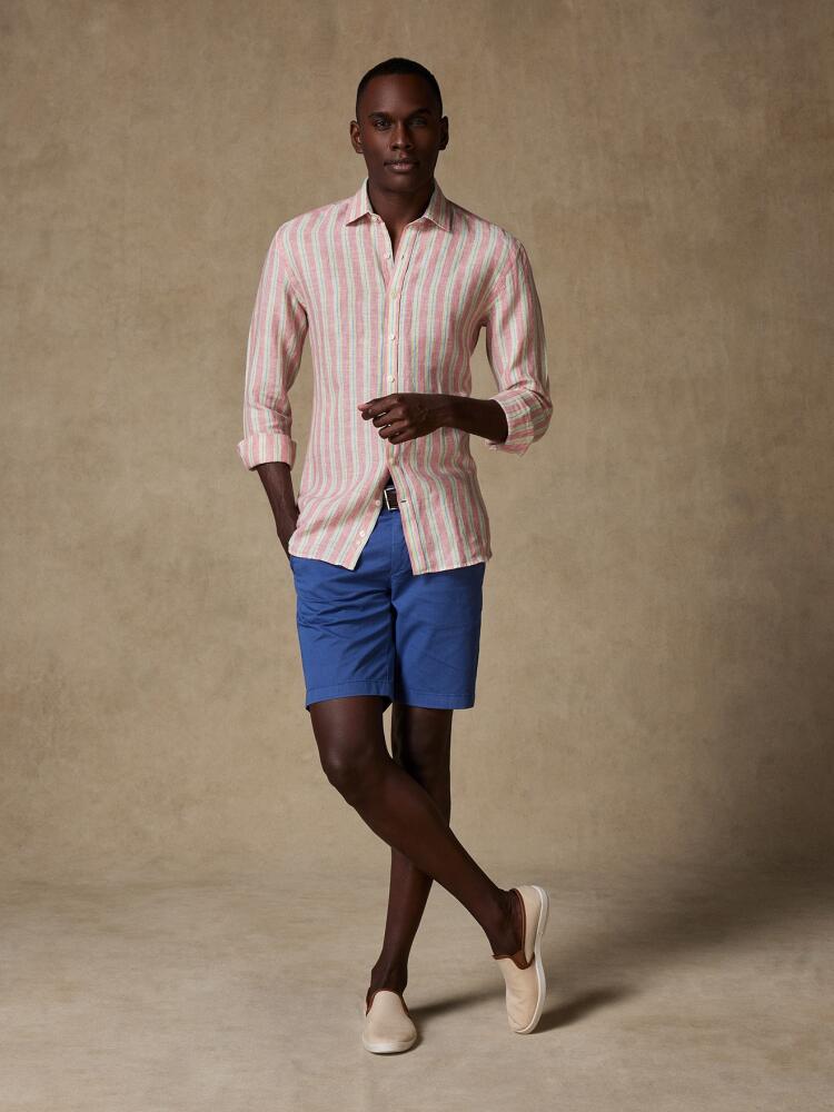 Dustin linen shirt in fuchsia stripes