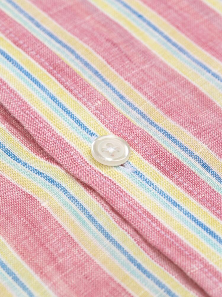 Dustin linen shirt in fuchsia stripes