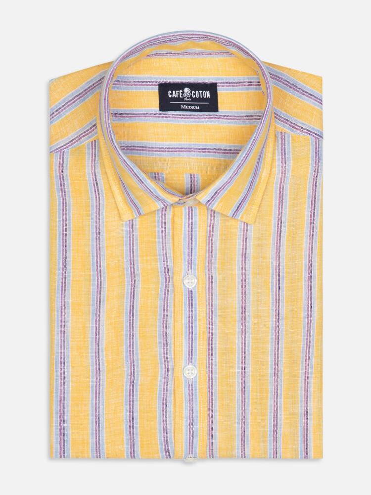 Dustin linen shirt in yellow stripes