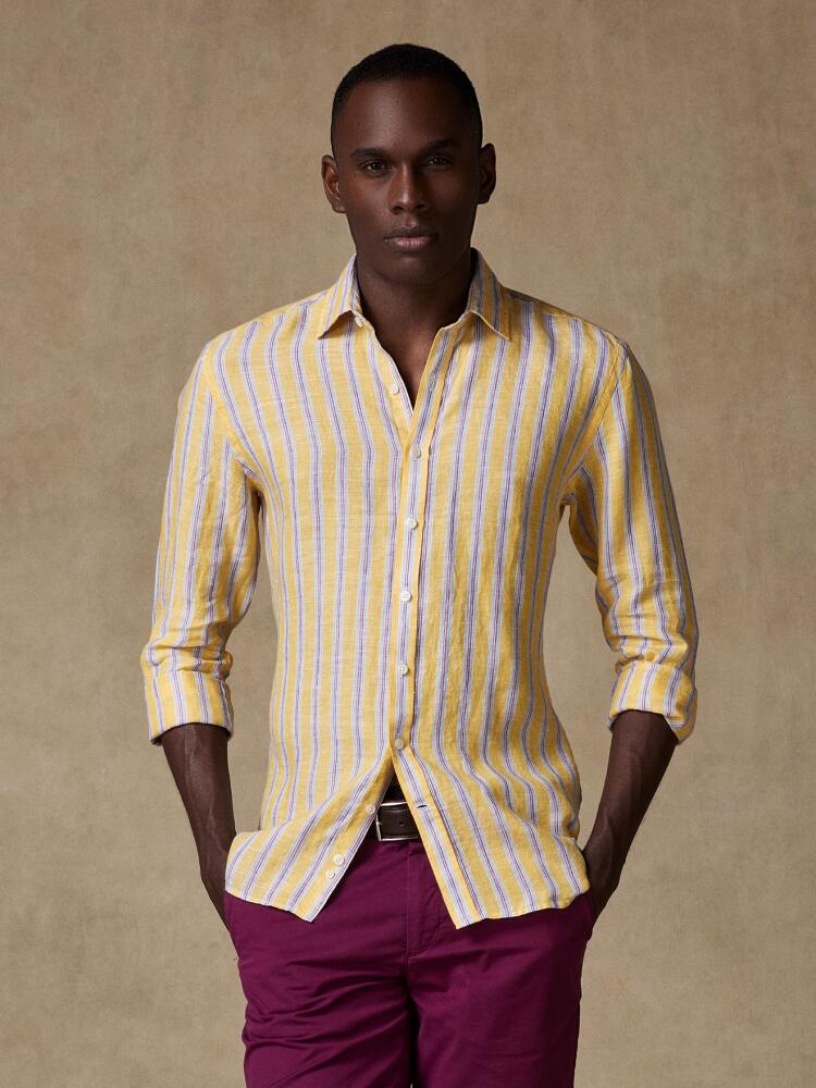 Dustin linen shirt in yellow stripes