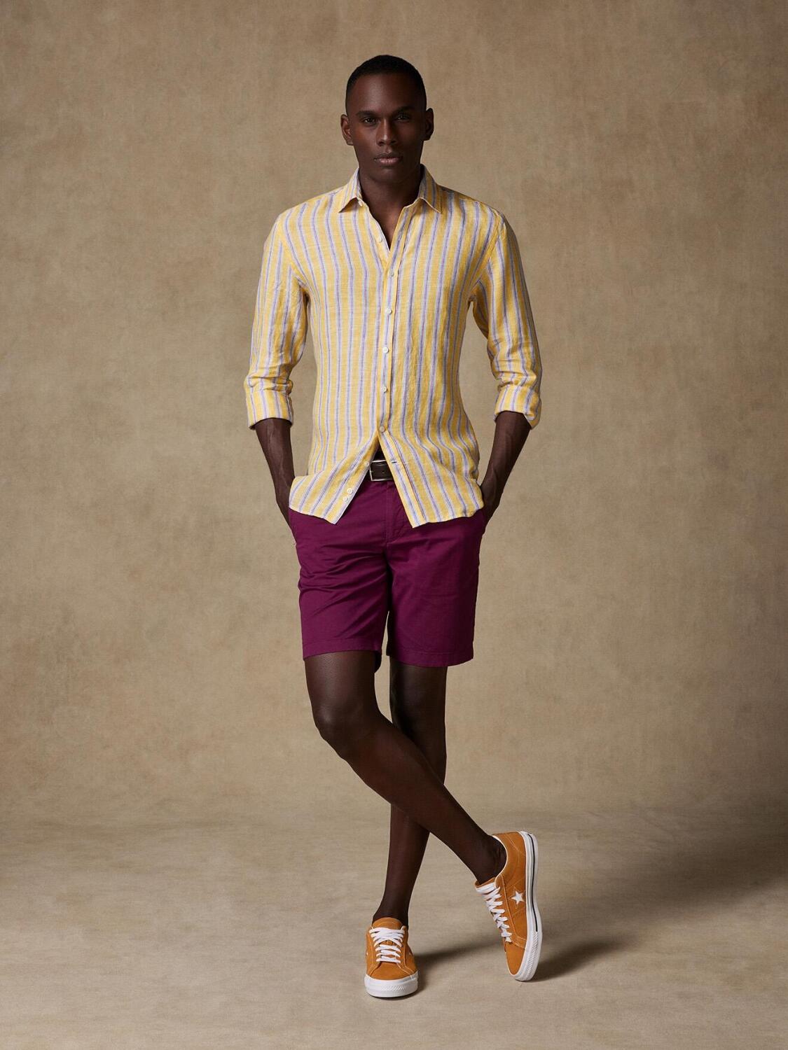 Chemise Dustin en lin à rayures jaunes