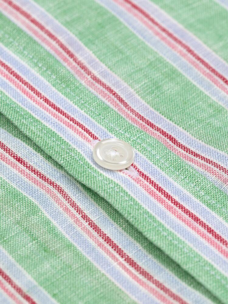 Dustin linen shirt in green stripes