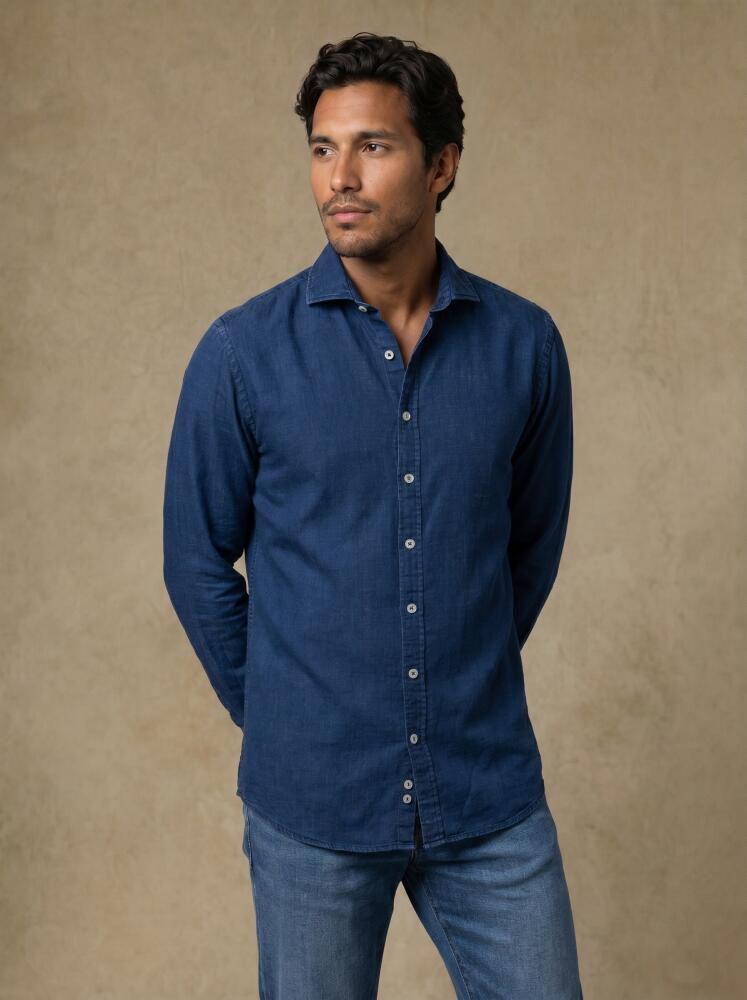 Camisa Franck en gasa de algod&oacute;n marino