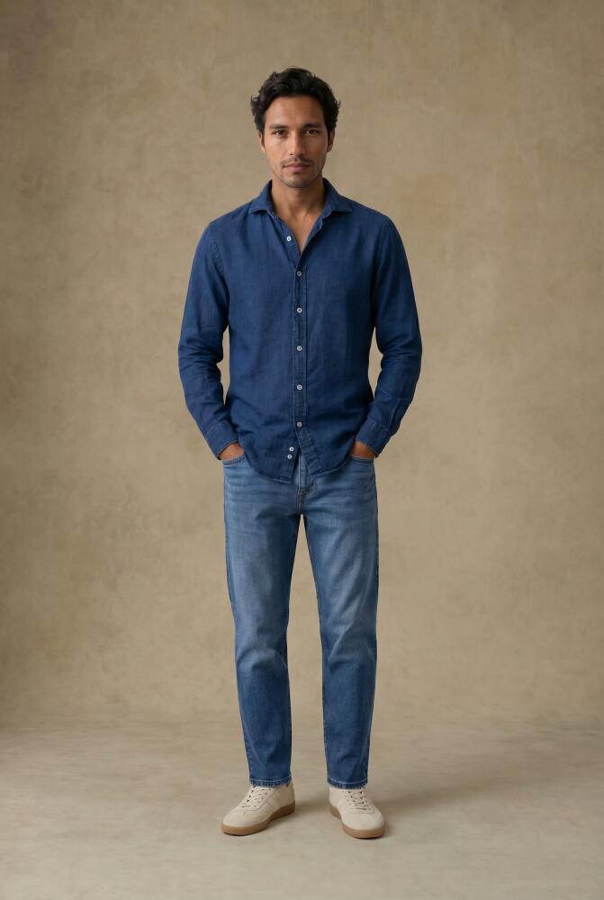 Franck Hemd aus marineblauer Baumwollgaze