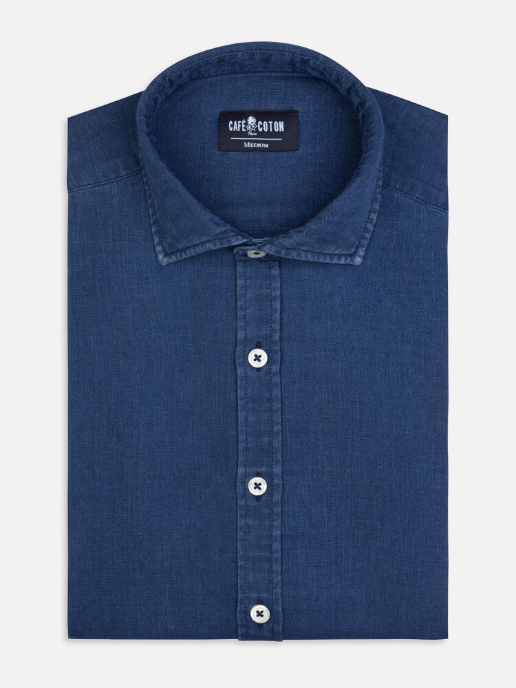 Camisa Franck en gasa de algod&oacute;n marino