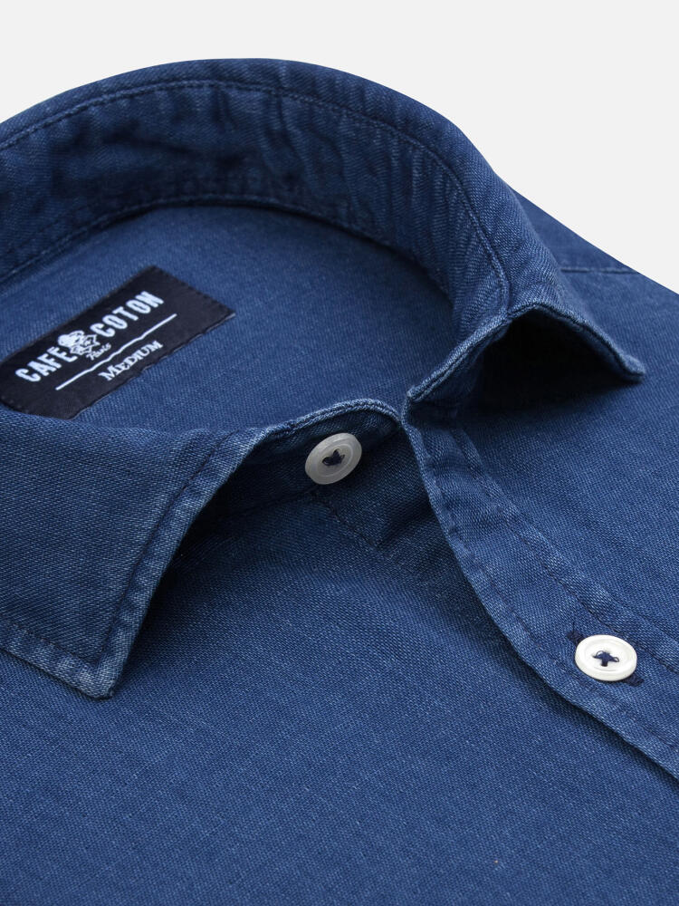 Camisa Franck en gasa de algod&oacute;n marino
