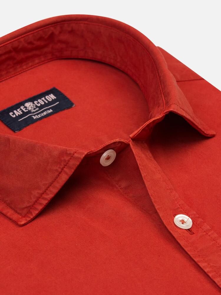 Rust coloured washed gabardine shirt