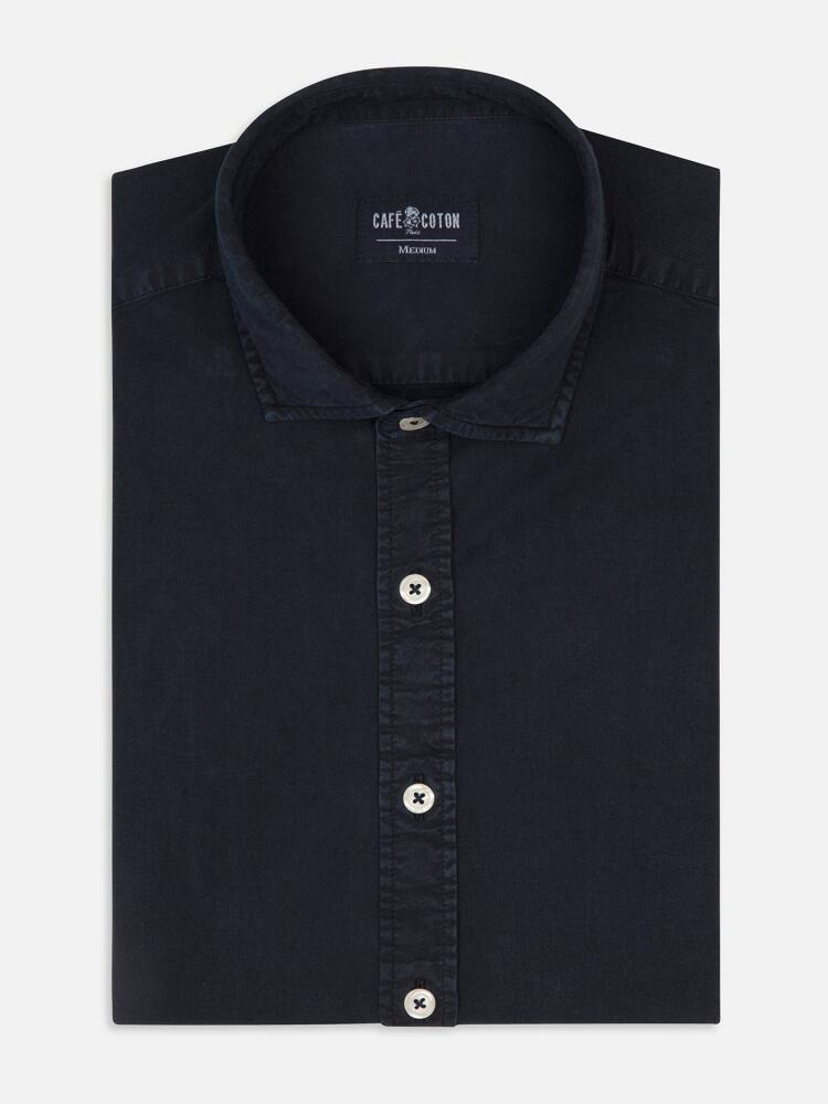 Navy blue washed gabardine shirt