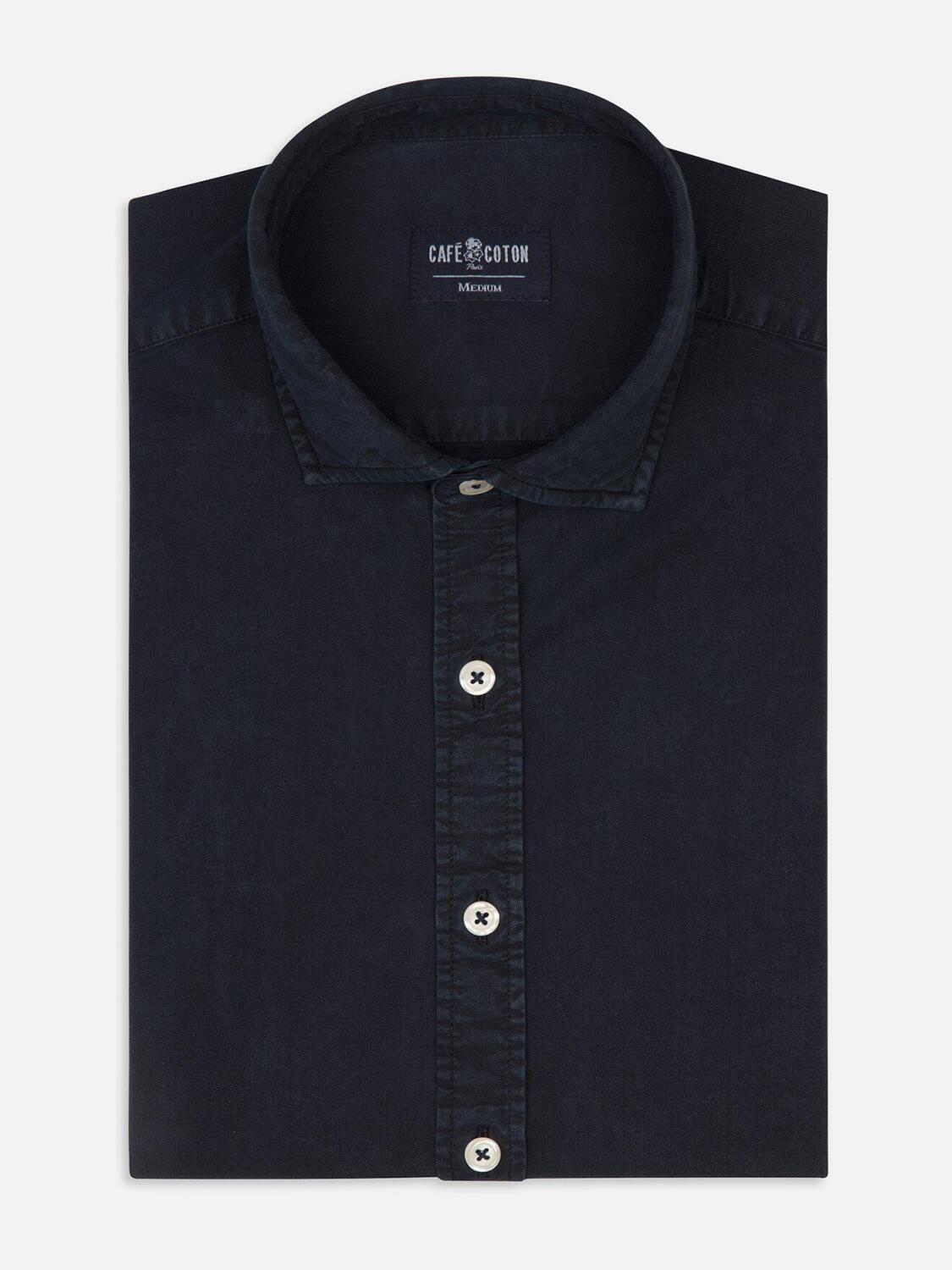 Chemise en gabardine lavée marine