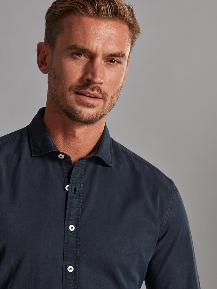 Navy blue washed gabardine shirt