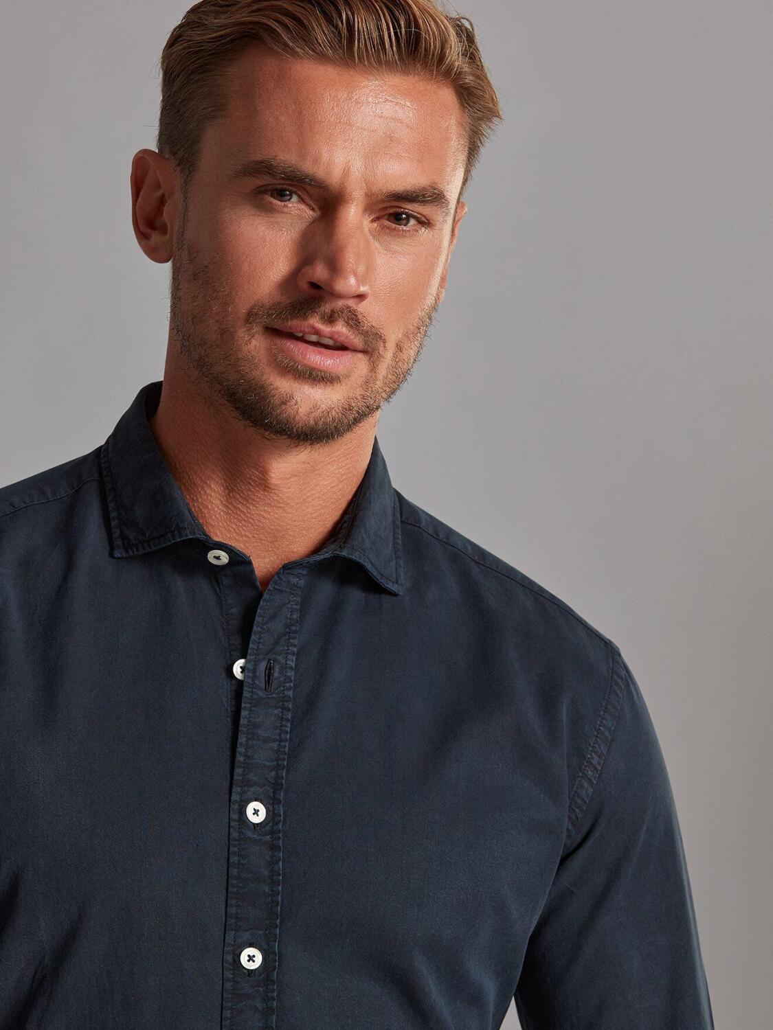 Chemise en gabardine lavée marine