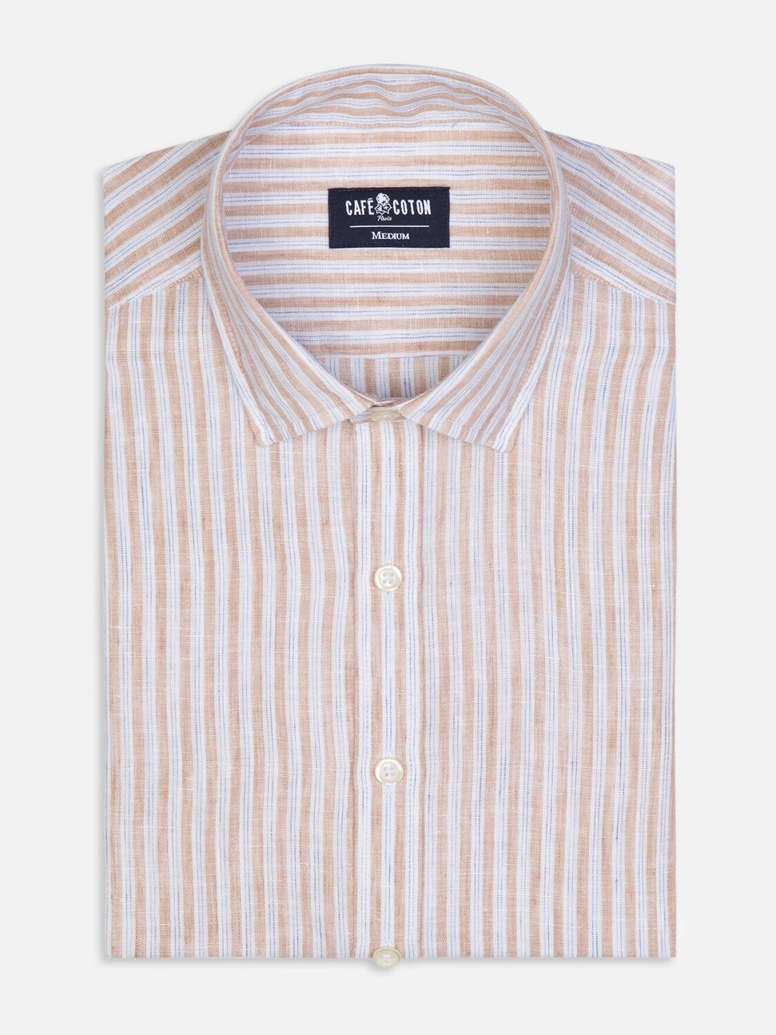 Chemise Glen en lin à rayures sable