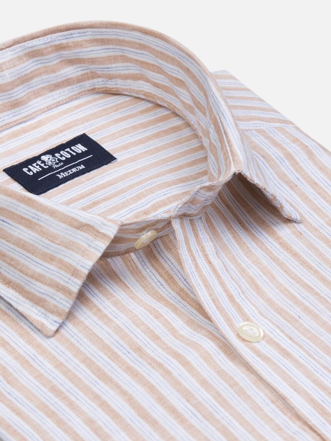 Chemise Glen en lin à rayures sable