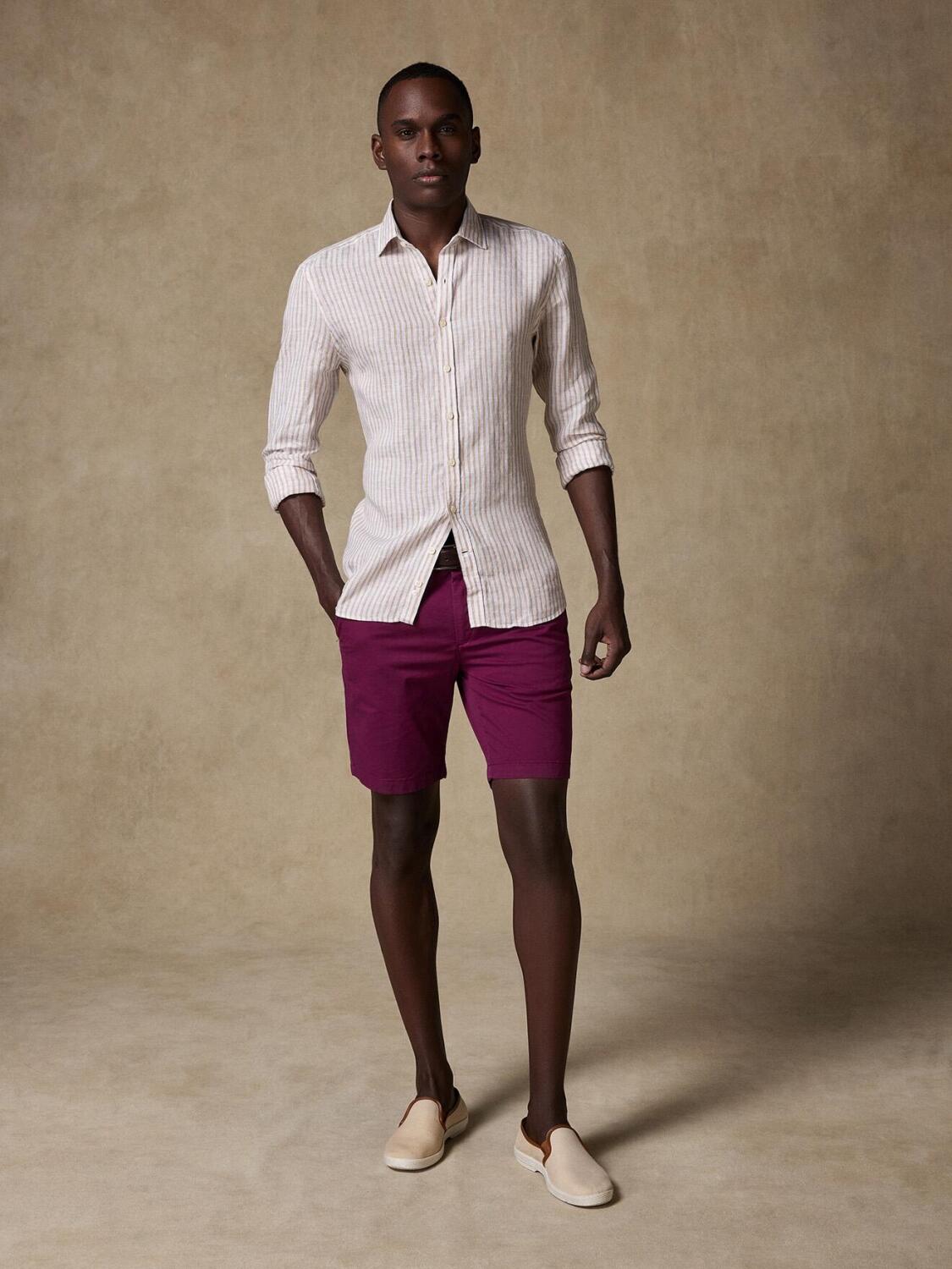 Chemise Glen en lin à rayures sable