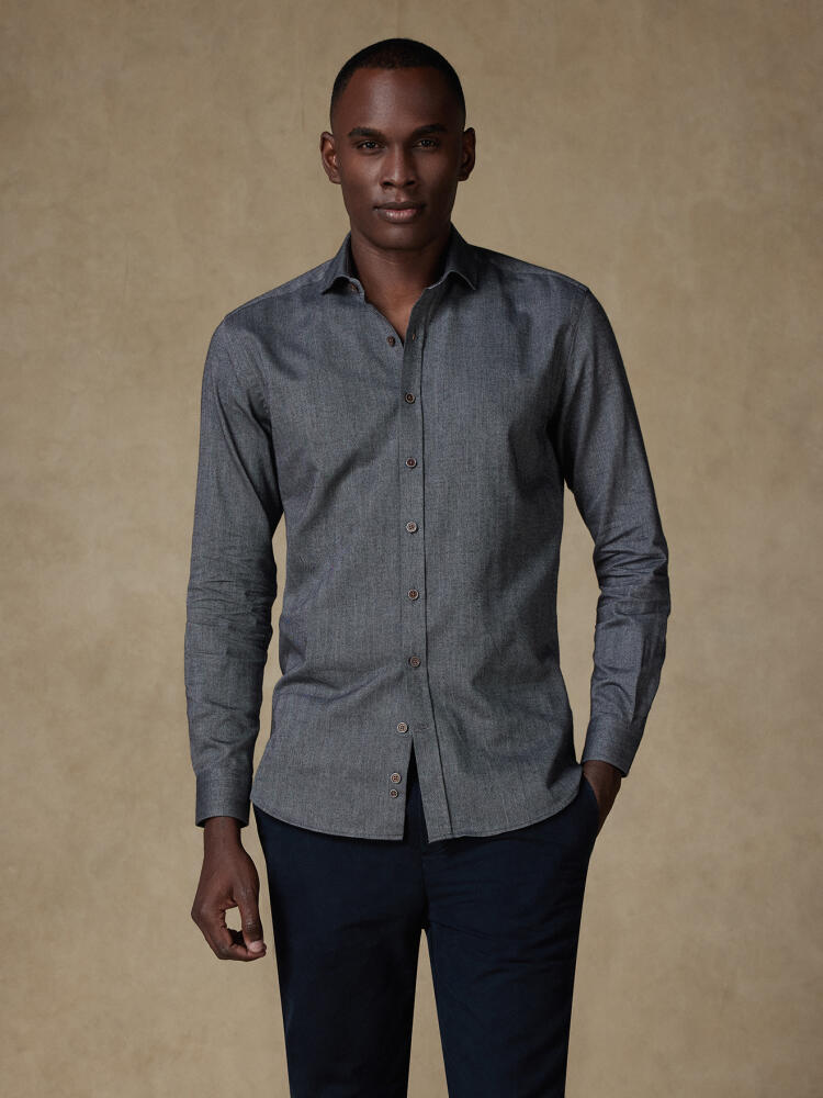 Overhemd van casual antraciet flanel