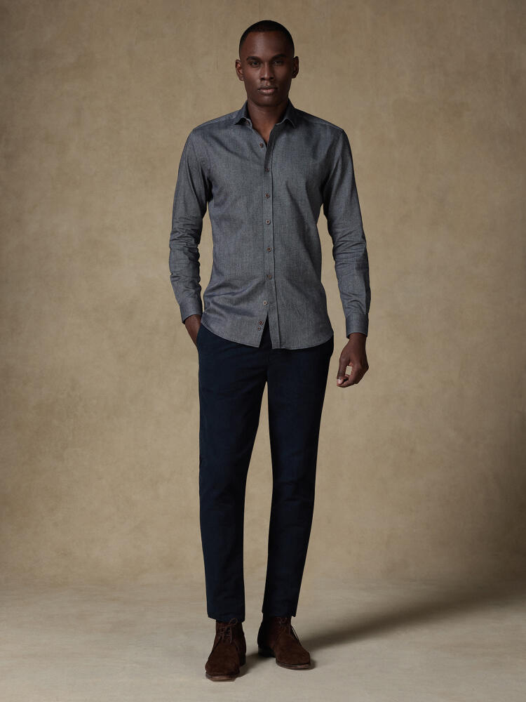 Overhemd van casual antraciet flanel