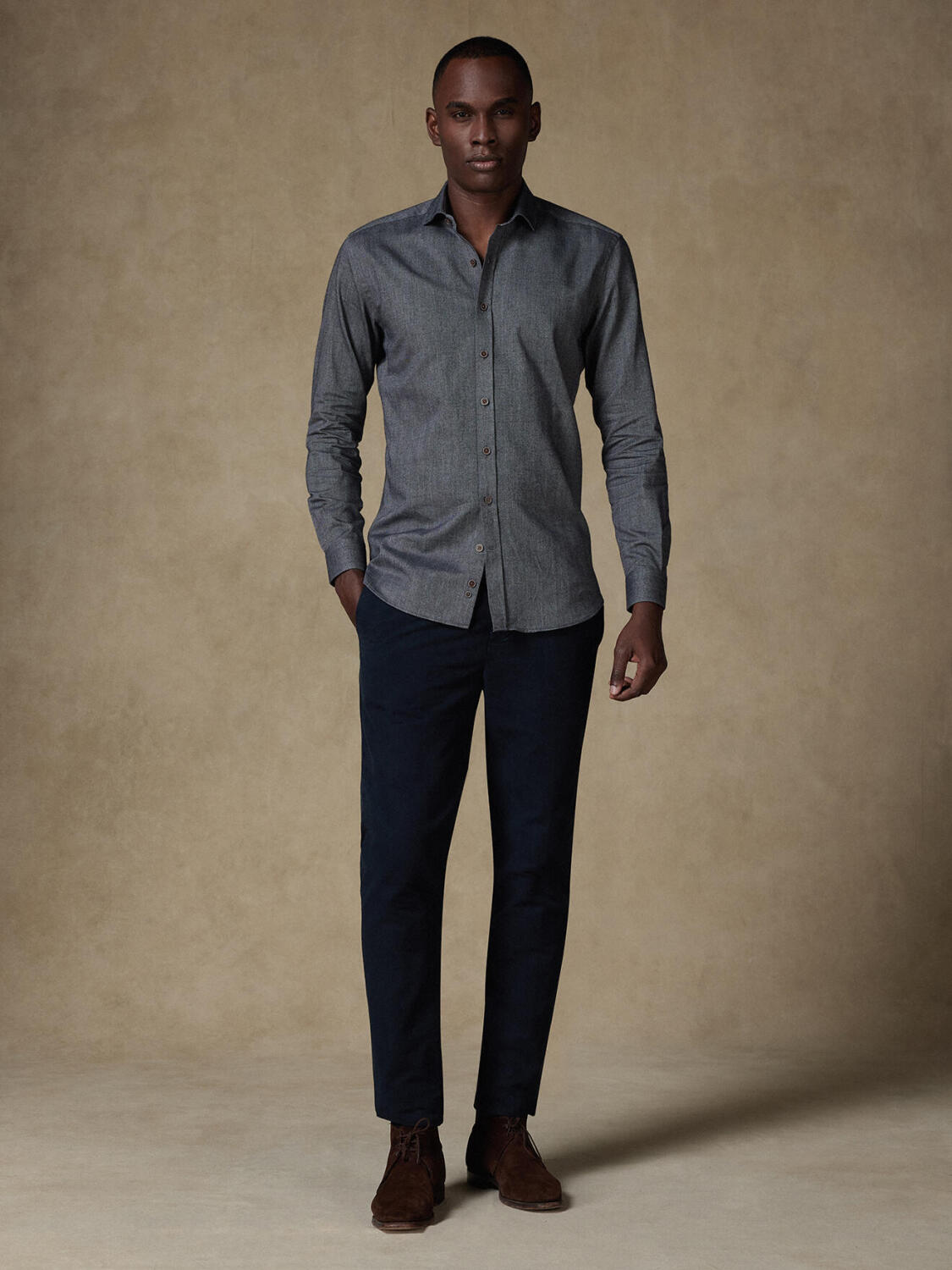 Chemise casual en flanelle anthracite