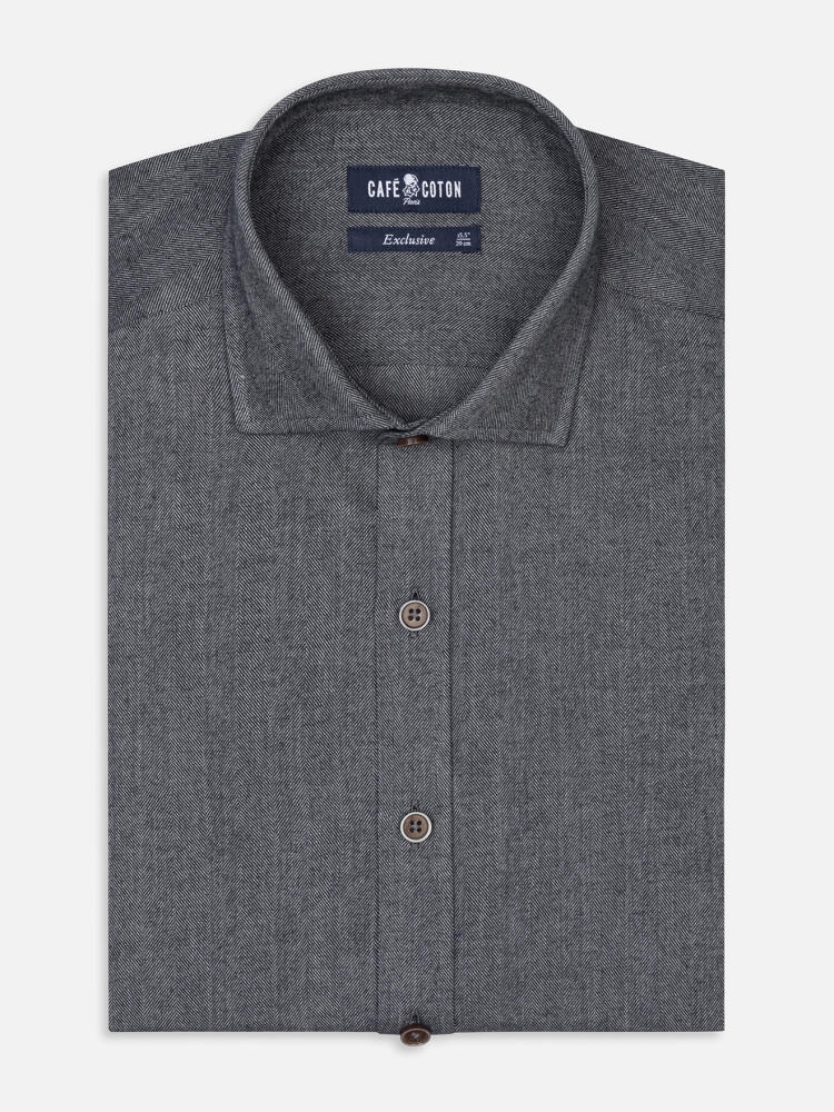 Overhemd van casual antraciet flanel