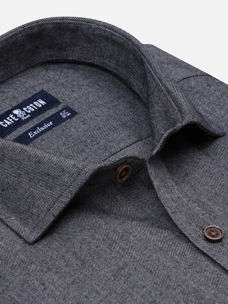 Overhemd van casual antraciet flanel