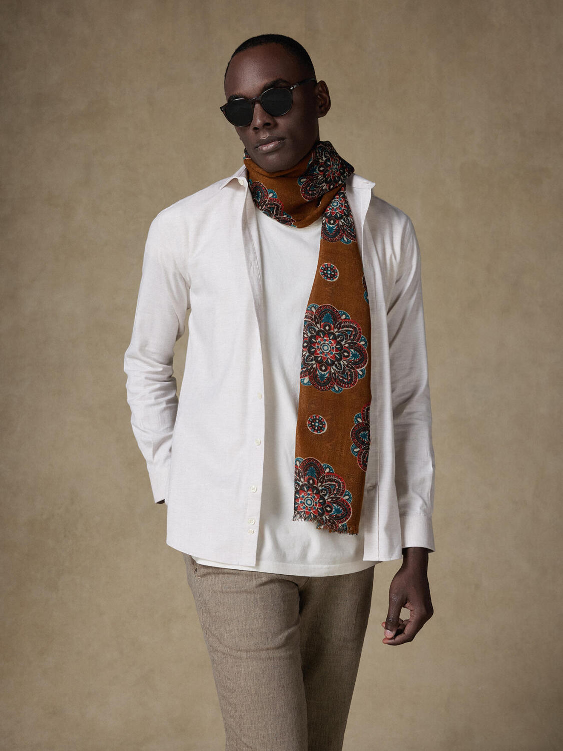 Chemise casual en flanelle sable