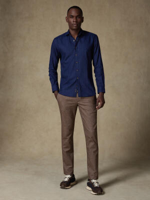Chemise casual en flanelle marine