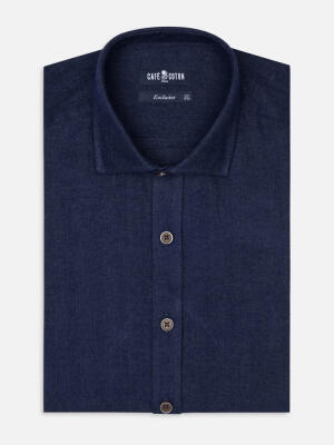 Chemise casual en flanelle marine
