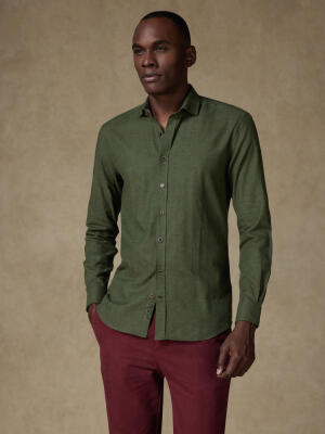 Chemise casual en flanelle kaki