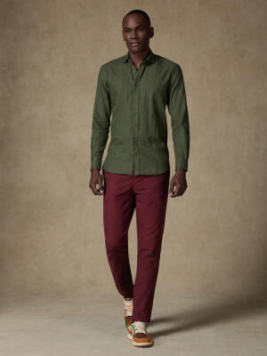 Chemise casual en flanelle kaki
