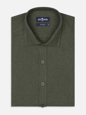 Chemise casual en flanelle kaki