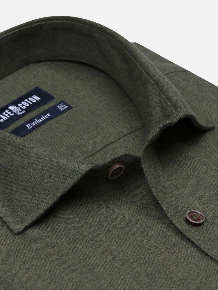 Camicia di flanella casual kaki