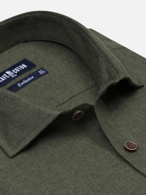 Chemise casual en flanelle kaki