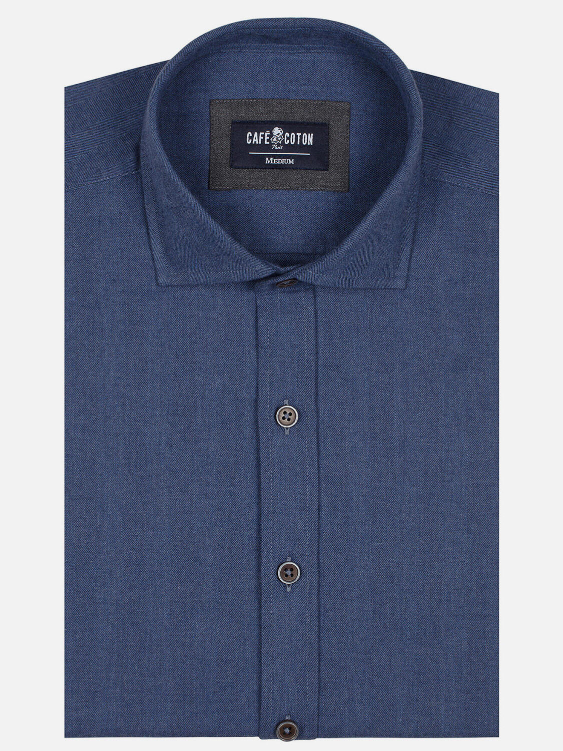 Herringbone camicia di flanella blu