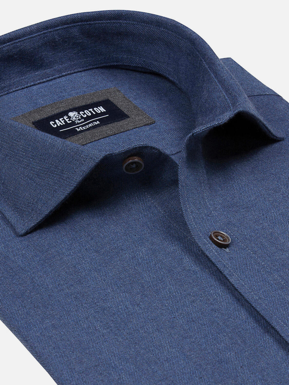 Herringbone camicia di flanella blu