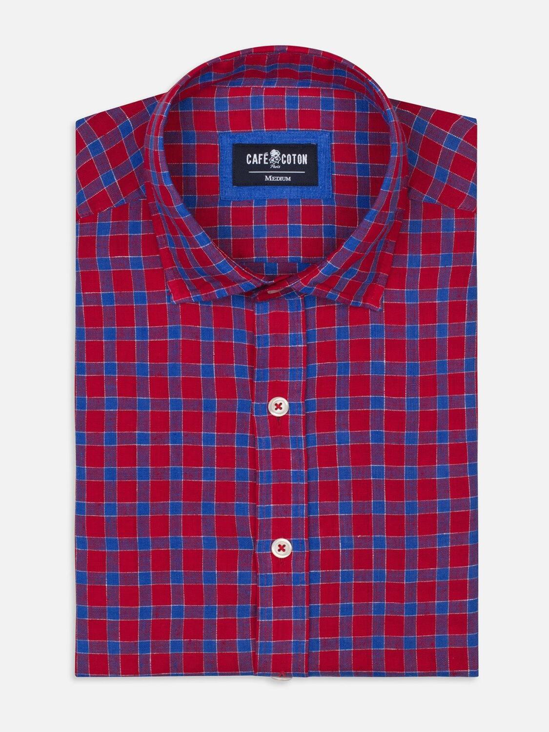 Chemise Jack en lin à carreaux rouges