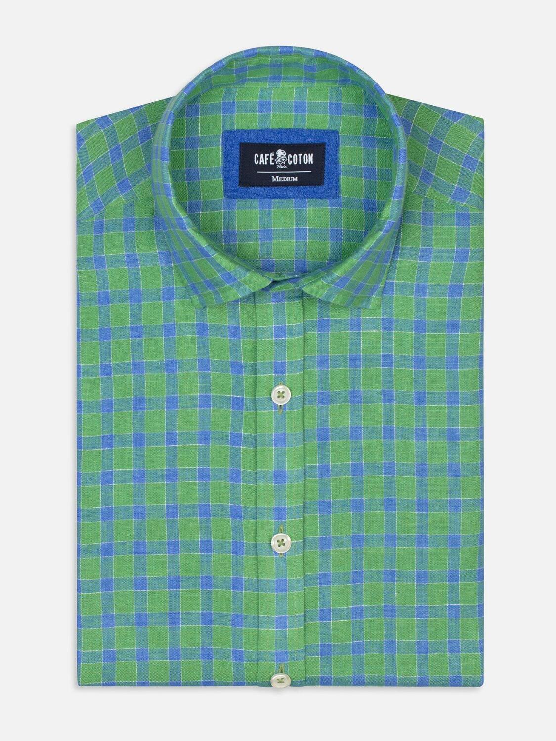 Chemise Jack en lin &agrave; carreaux verts