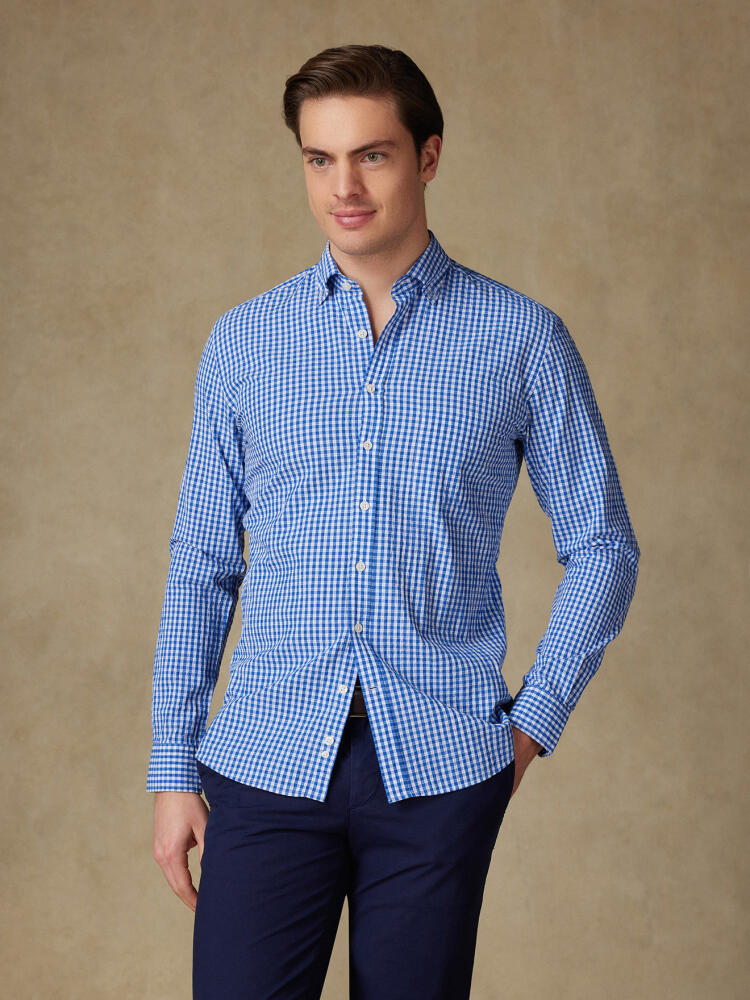 Chemise Jaiden en seersucker bleu