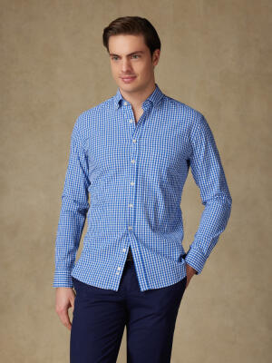 Chemise Jaiden en seersucker bleu