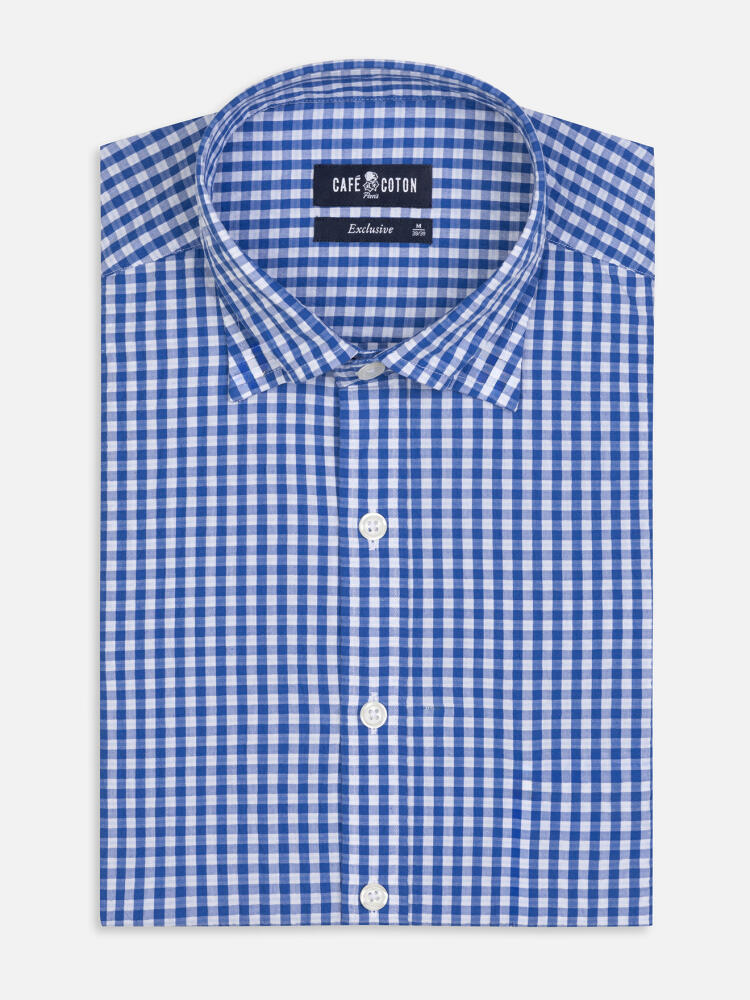 Chemise Jaiden en seersucker bleu