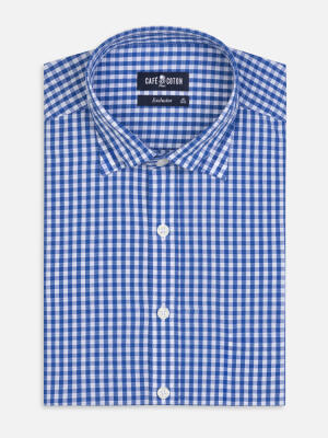 Chemise Jaiden en seersucker bleu