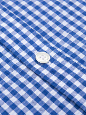 Chemise Jaiden en seersucker bleu