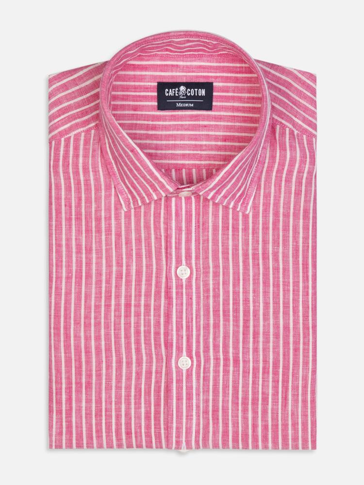 Chemise Karl en lin à rayures fuchsia