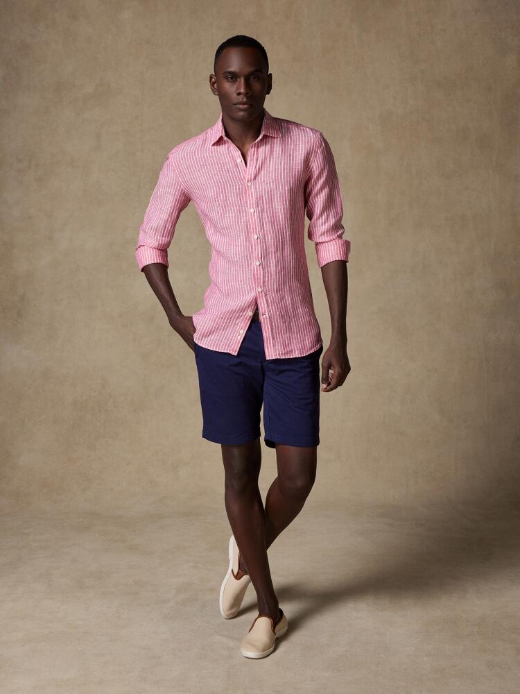 Chemise Karl en lin à rayures fuchsia