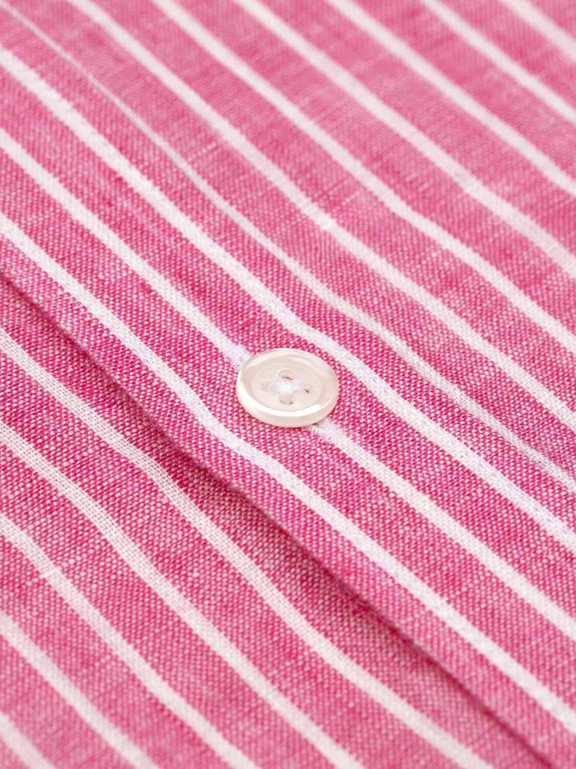 Camicia Karl a righe di lino fucsia