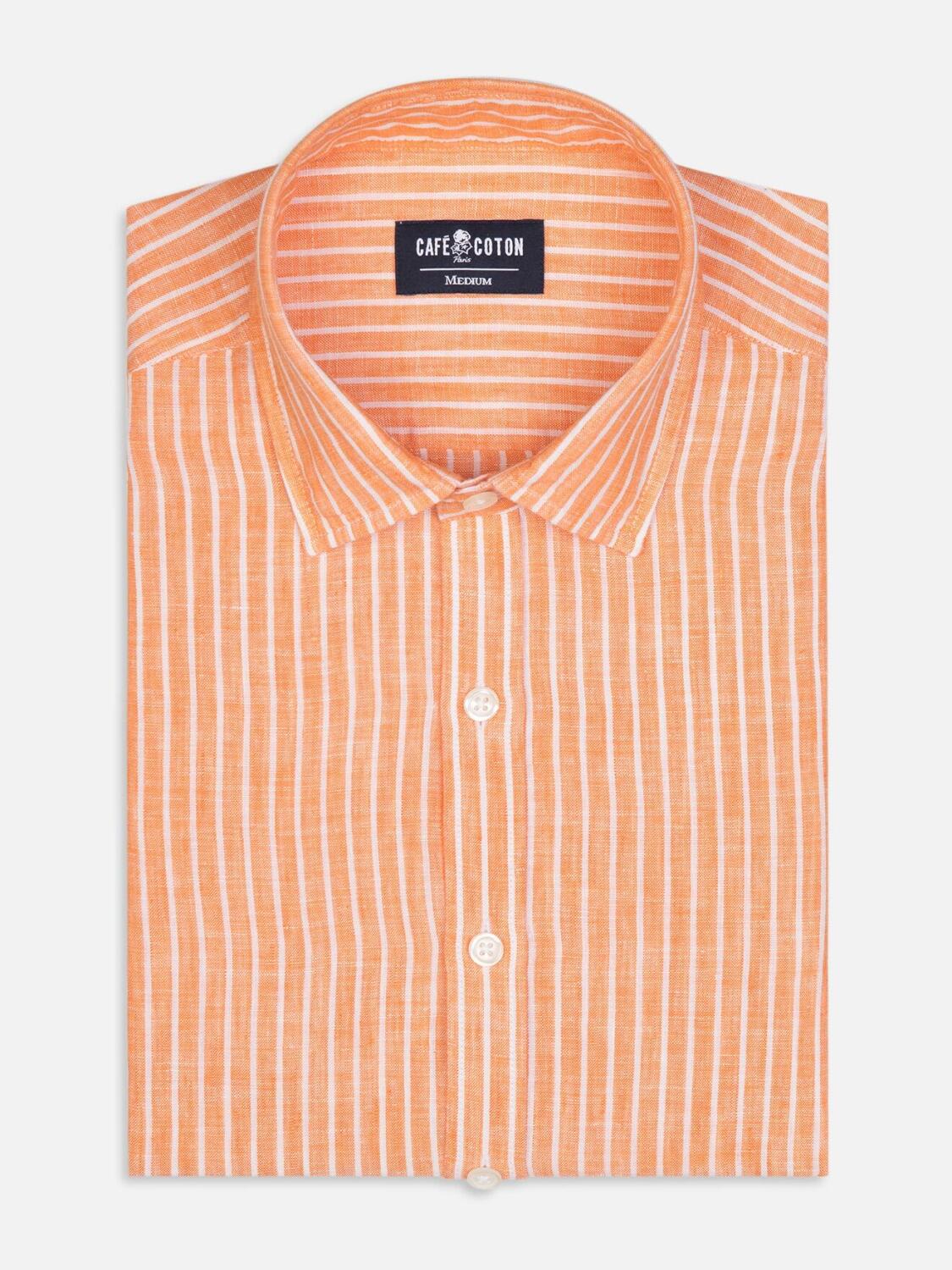 Karl shirt in orange linen stripes